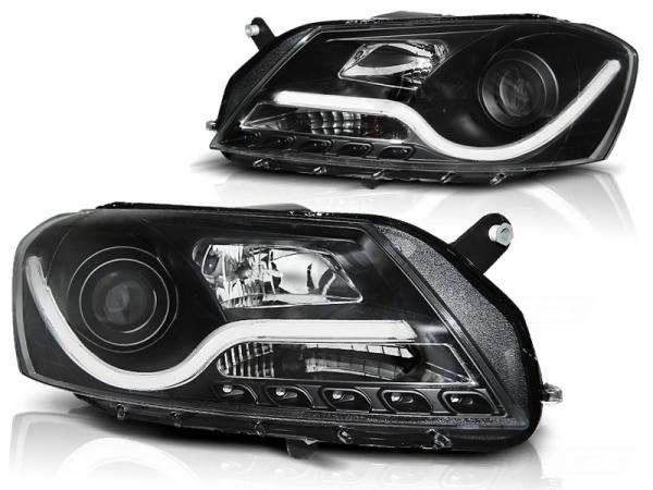 LED Tagfahrlicht Design Scheinwerfer für VW Passat B7 10-14 schwarz